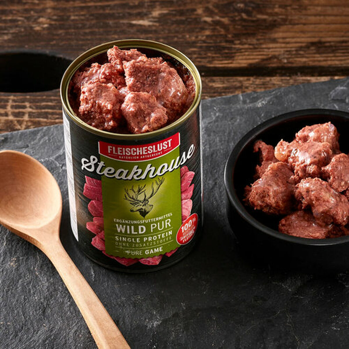 Alimentation humide Fleischeslust Pure 400 gr Cerf